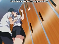 Busty anime chick fucked in the locker room