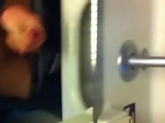 Quick public cum in train toilet