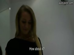Slim blonde hottie pussy banged by the stranger inside the dressing room
