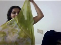 Indian MILF does a little strip tease with saree